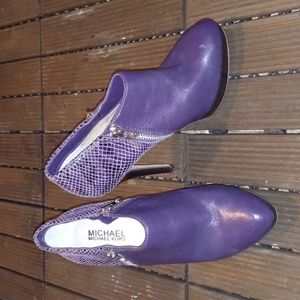 Michael Kors York High Heel Bootie - Purple Leather/Python Embossed, 7M  - $125